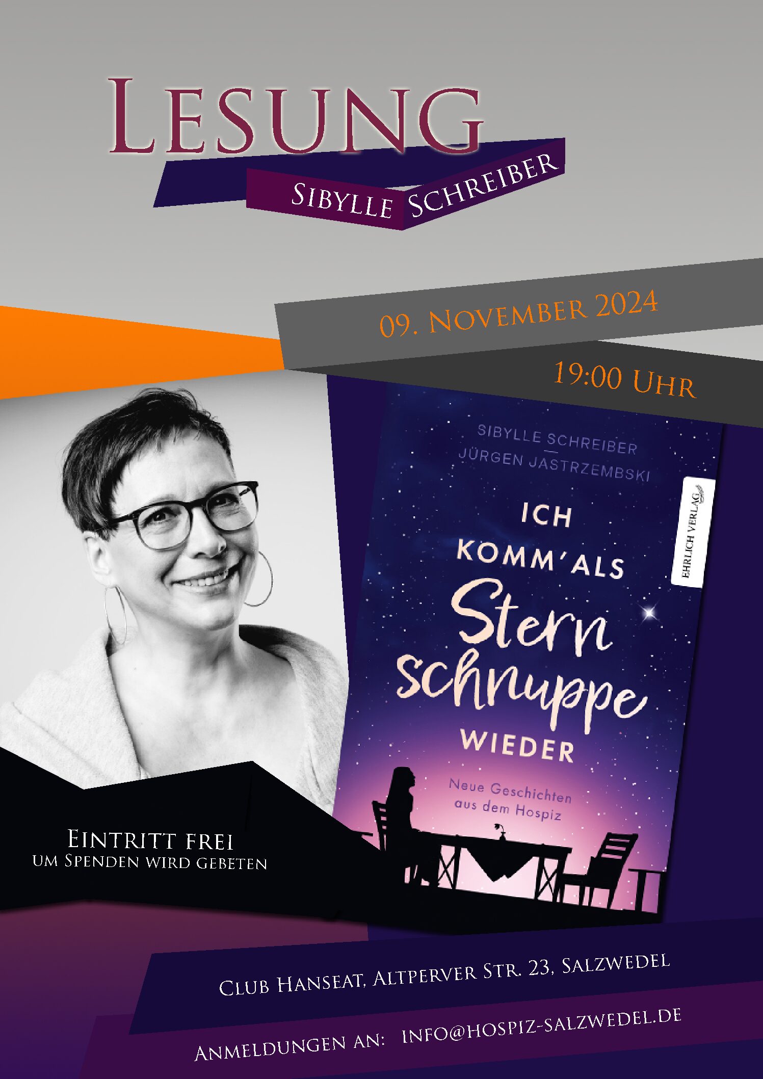 Sibylle Schreiber liest aus „Ich komm‘ als Sternschnuppe wieder“ – Club Hanseat, Salzwedel
